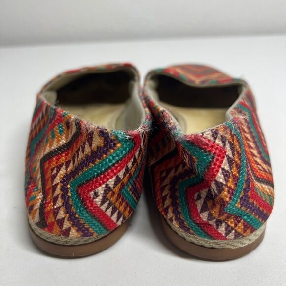 Équilibrio Woman’s Orange & Green Canvas Aztec Print Espadrilles Size 9 BOHO - Picture 4 of 9